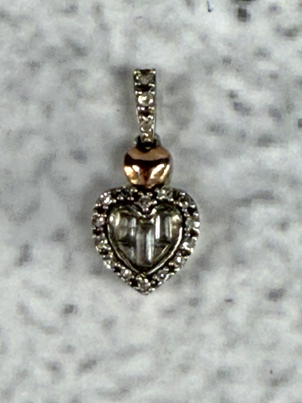 14k and Sterling Silver small Diamond Heart Pendant/Charm